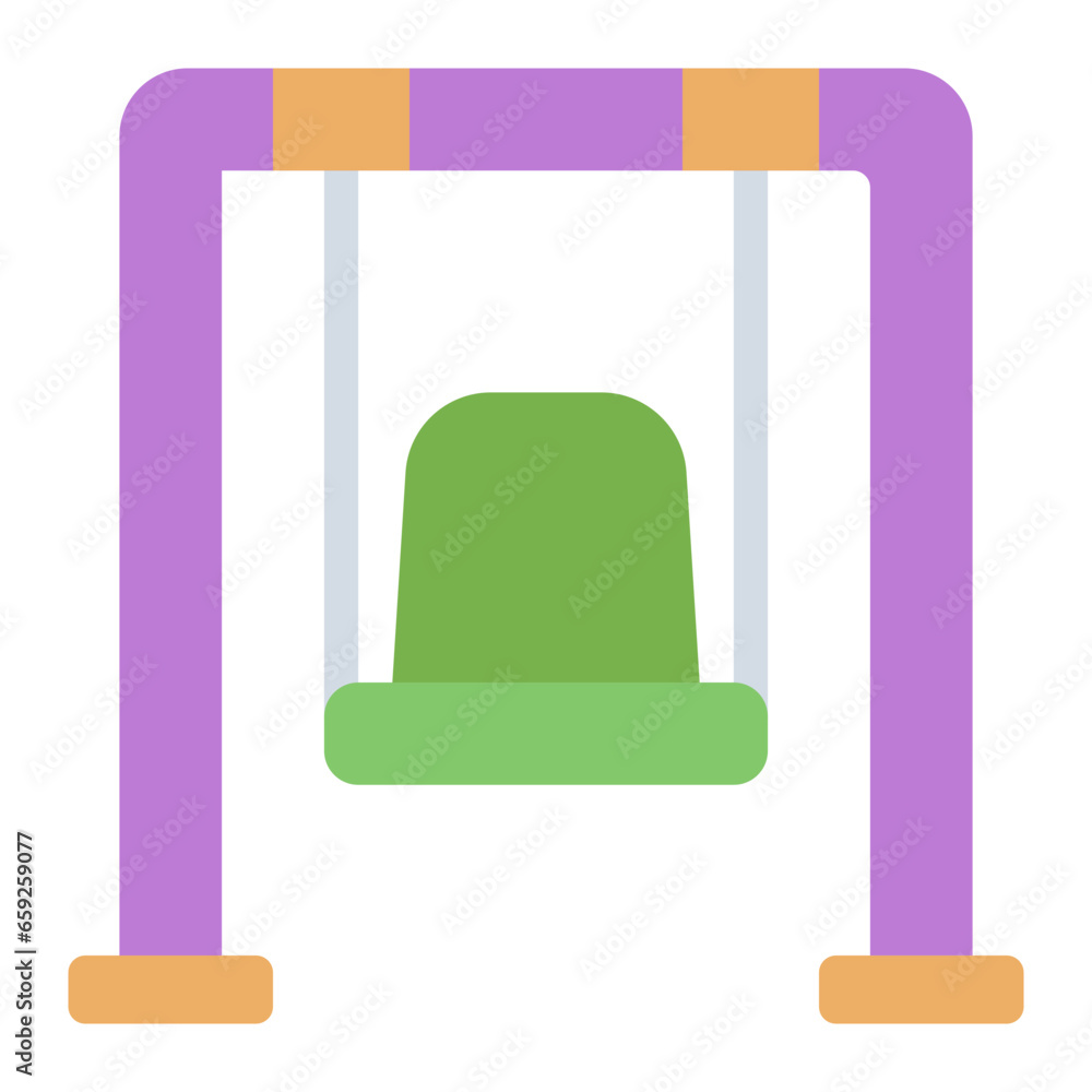 Swing Playground Kindergarten flat icon Swing Playground Kindergarten flat icon