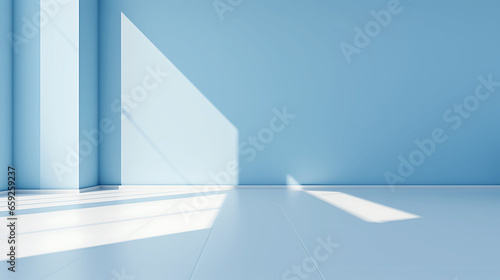 Light Blue Wall and Floor with Light Glare