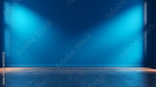 Blue Wall and Floor with Light Glare