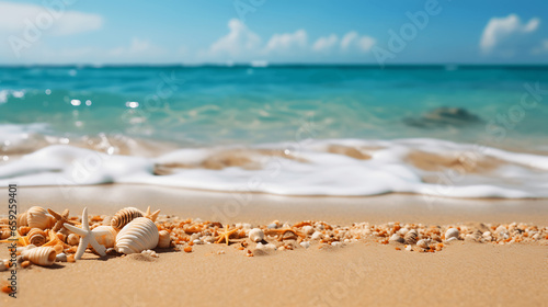 Defocused Tropical Beach with Golden Sand and Turquoise Water © L