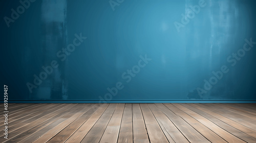 Versatile Blue Wall Backdrop with Wooden Floor photo