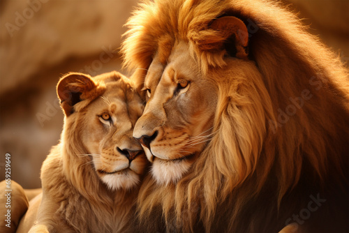 a pair of lions kissing © Yoshimura