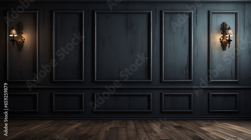 Dark Wall and Wooden Floor with Intriguing Chiaroscuro