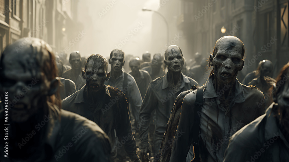 Walking Crowd of Zombies