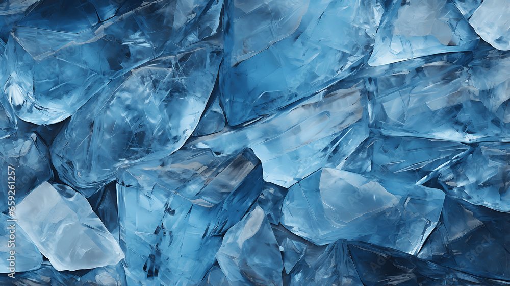 Intricate Ice or Stone Surface in Shades of Blue
