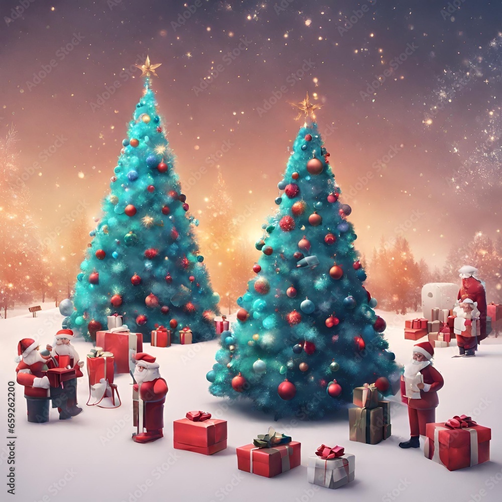 Obraz premium christmas tree with gifts