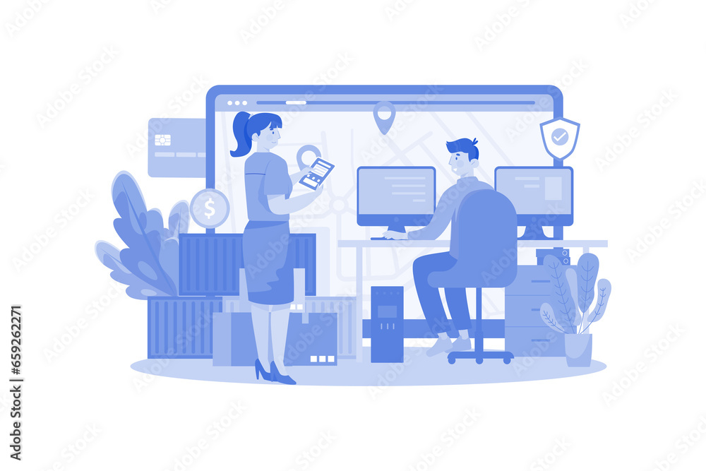 Online Cargo Illustration concept on white background