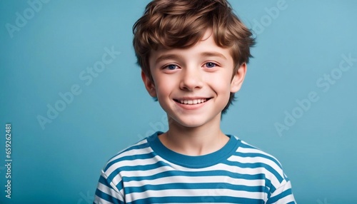 portrait of a child on blue background 