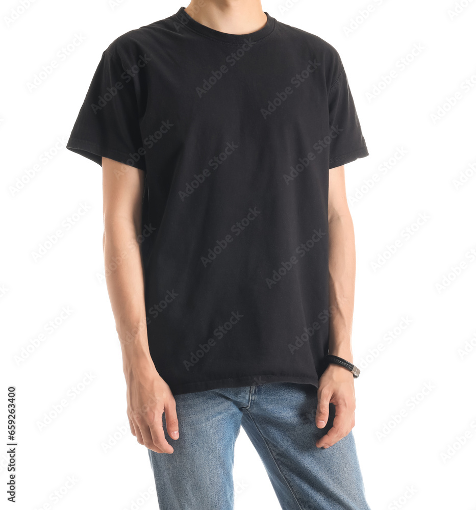 Man in stylish t-shirt isolated on white background Man in stylish t-shirt isolated on white background