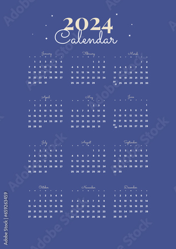 clean calendar template 2024 happy night