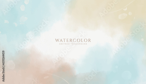 Abstract horizontal watercolor background. Neutral light colored empty space background illustration