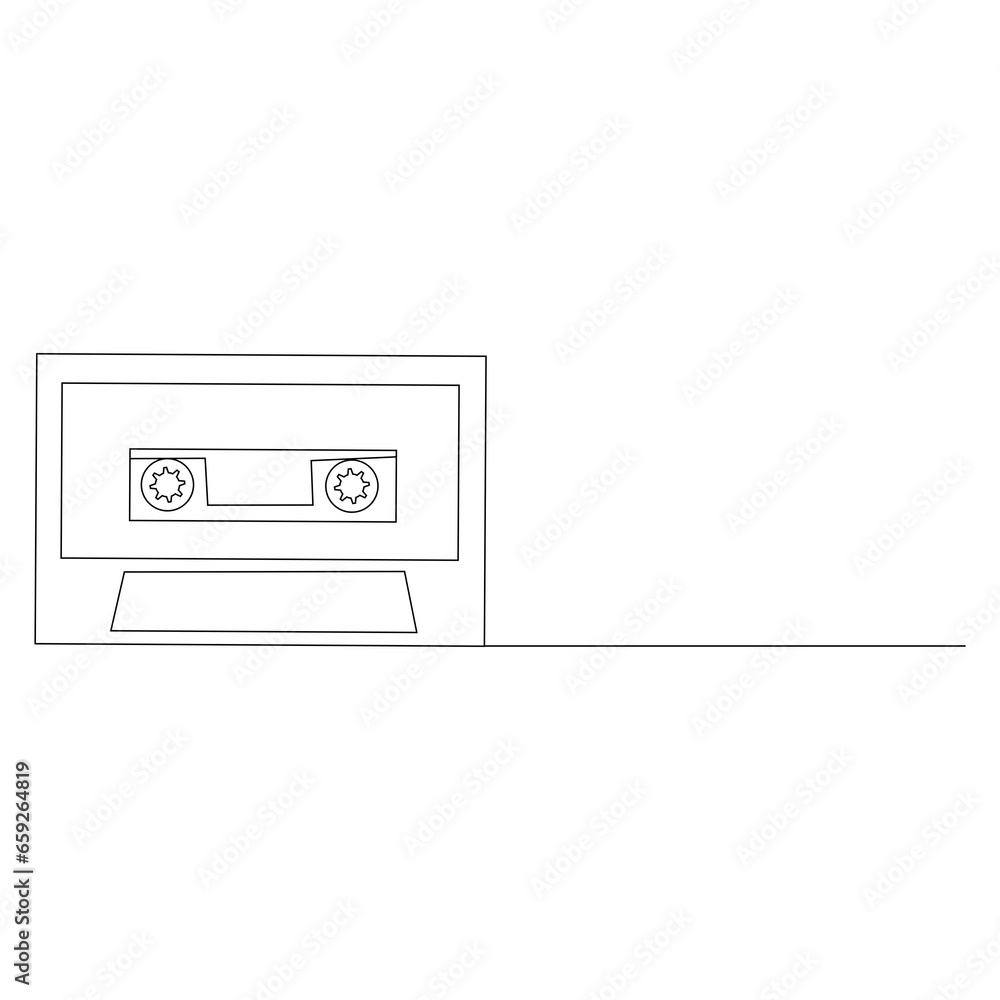 Audio Cassette Tape Line Art Illustration , Isolated Vector Audio Cassette Tape Line Art Illustration , Isolated Vector