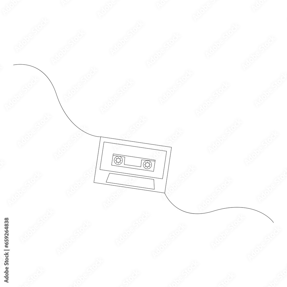 Obraz premium Audio Cassette Tape Line Art Illustration , Isolated Vector