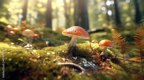 Mushroom in autumn forest