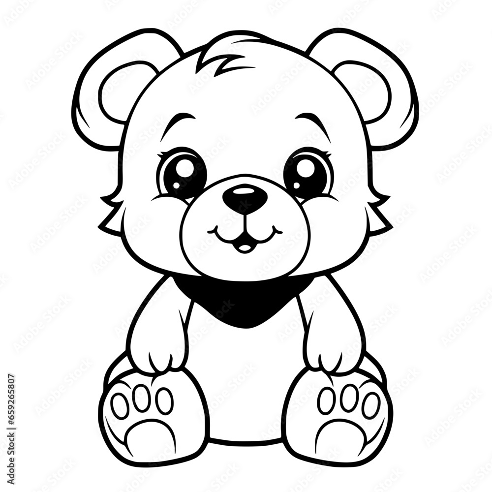 Fototapeta premium Bear Line Art Animal Illustration Vector Coloring Page