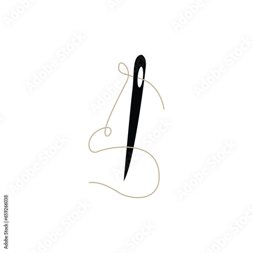Tailor Logo, Needle And Thread Vector Illustration Design
