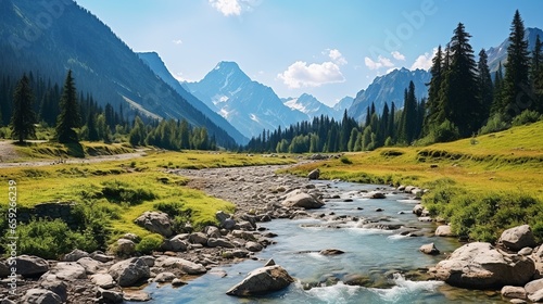Mountain river valley landscape at summer © achmad