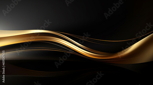 abstract gold wave and black background with luxury golden elements. 3D abstract wave wallpaper. dimensional dark golden and black wave background.