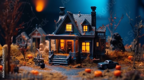 Miniature haunted house diorama Halloween © achmad