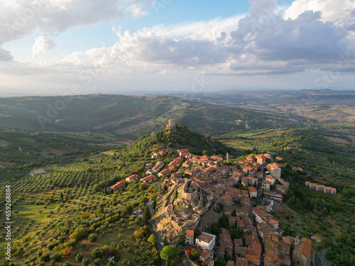 Aerial view of Castiglione d'Orcia in Tuscany, Italy