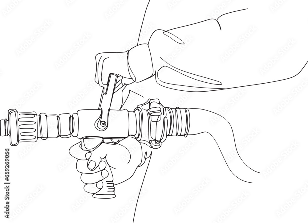 Vector Clip Art: Man Holding Fire Hose Nozzle, Cartoon Fire Hose Nozzle Illustration on White Background, Fire Hose Extinguishing Fire: Flat Vector Illustration Vector Clip Art: Man Holding Fire Hose Nozzle, Cartoon Fire Hose Nozzle Illustration on White Background, Fire Hose Extinguishing Fire: Flat Vector Illustration