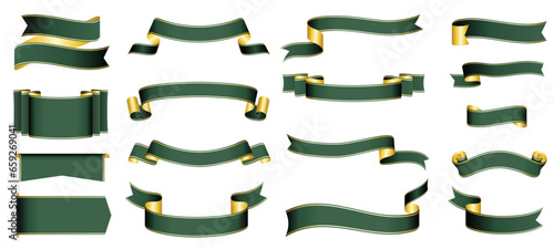 green ribbon banner design material
