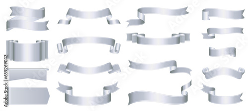 silver ribbon banner design material