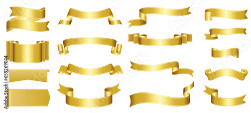 gold ribbon banner design material