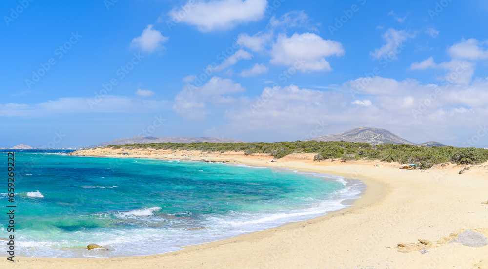 Landscape with Kedros beach, Alyko region, Naxos island, Greece Cyclades