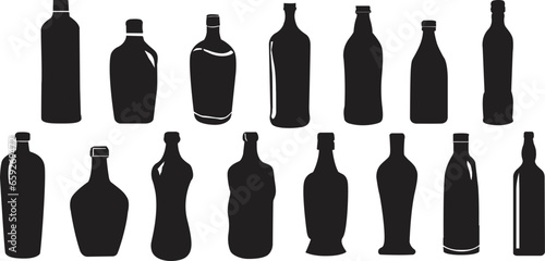 Bottle silhouettes set. Set of bottle icons set. Vector illustration