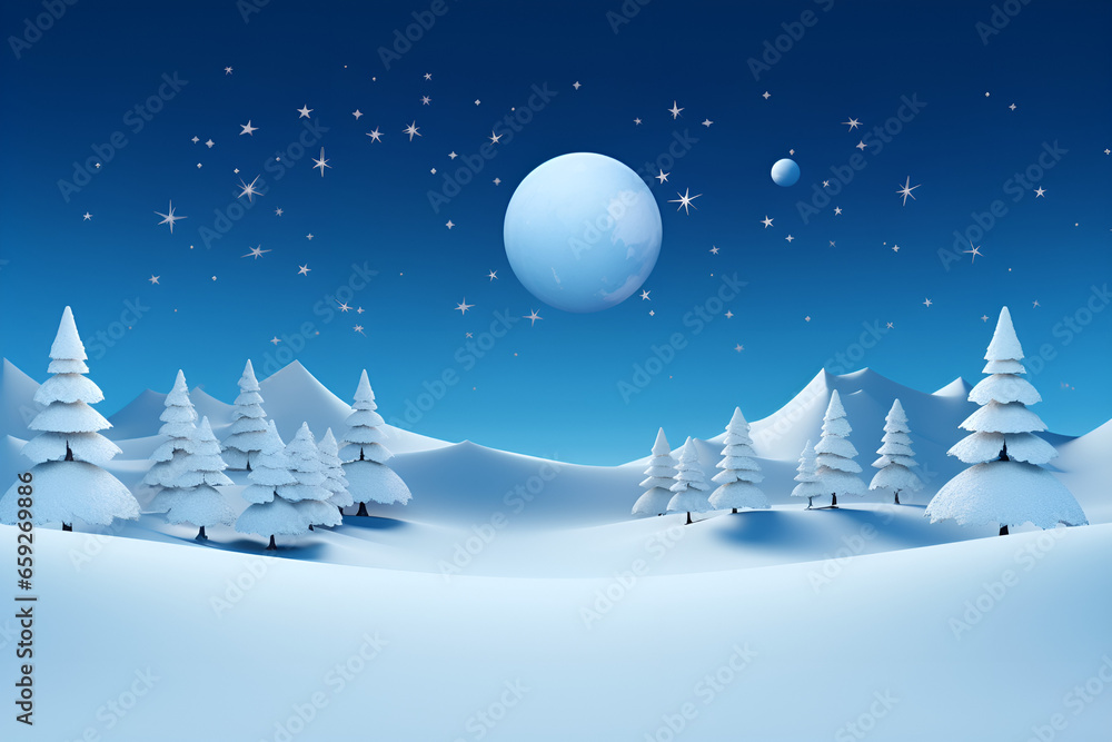 Naklejka premium winter landscape with christmas tree