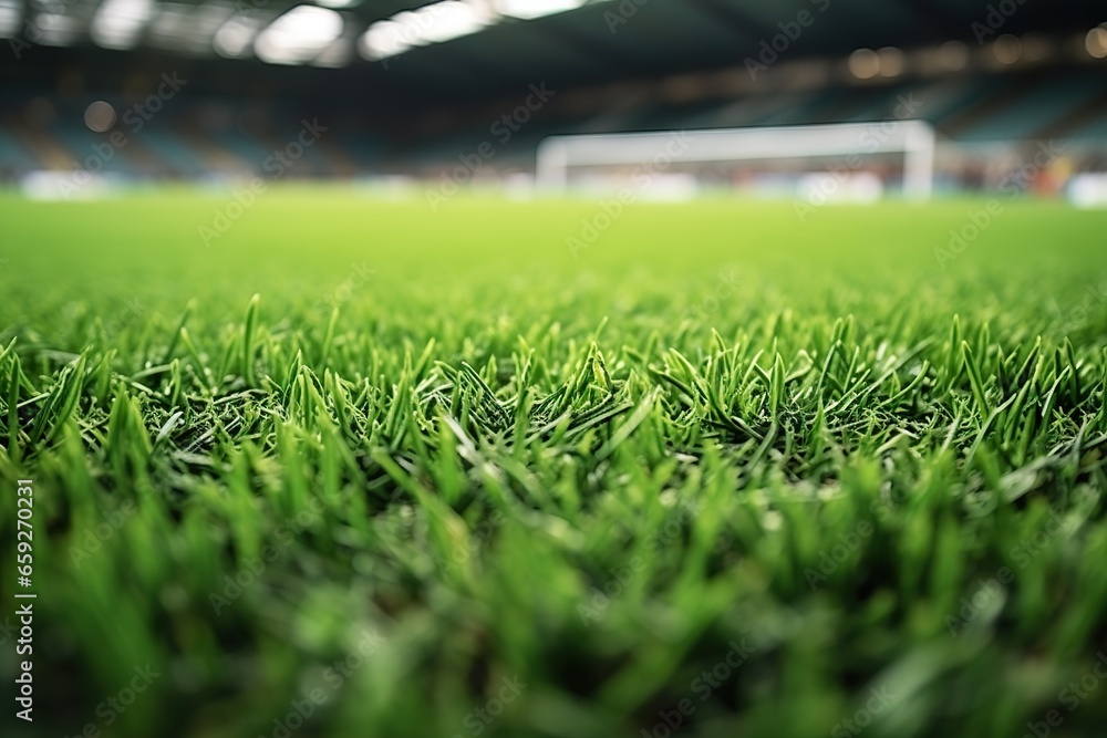 Lawn in the soccer stadium close-up photo-realistic compositions