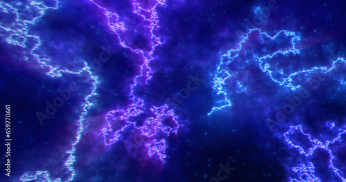 Fototapeta Naklejka Na Ścianę i Meble -  Abstract futuristic background with blue and purple multi-colored energy magic lines and waves of cosmic patterns