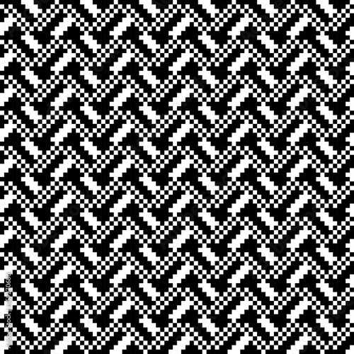 Seamless fabric pattern, geometric black and white, abstract background.