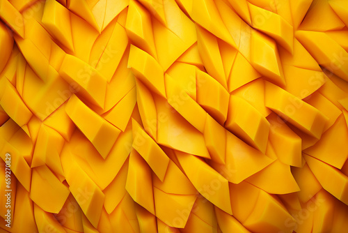 Slices of yellow cut mango fruit background