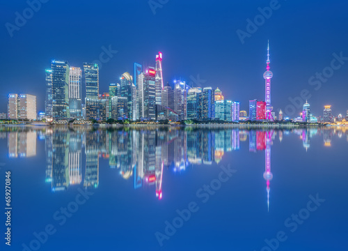 View of Shanghai s skyline panoramic cityscape at night