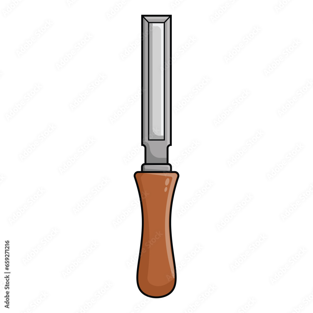 Chisel tool icon in cartoon style isolated on white background vector illustration Chisel tool icon in cartoon style isolated on white background vector illustration
