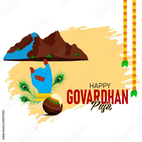 Govardhan Puja is a Hindu festival that honors Lord Krishna's act of lifting the Govardhan Hill to protect the people of Vrindavan. photo