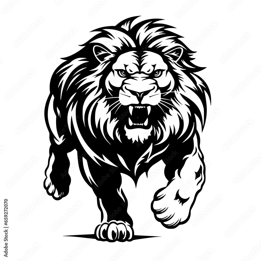 Lion Tiger Abstract Line art Illustration Logo Coloring Page Black White