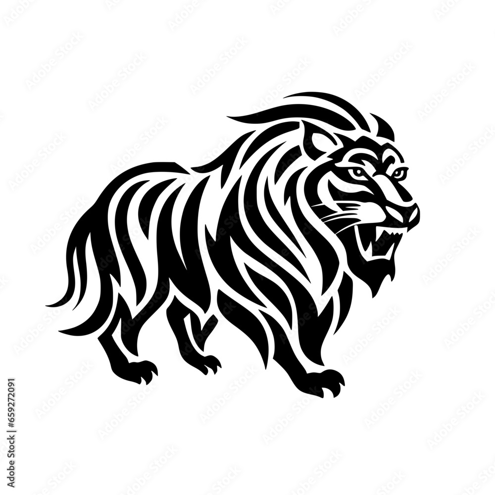 custom made wallpaper toronto digitalLion Tiger Abstract Line art Illustration Logo Coloring Page Black White