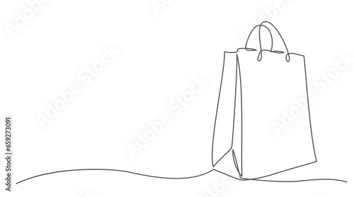 Shopping One line drawing isolated on white background