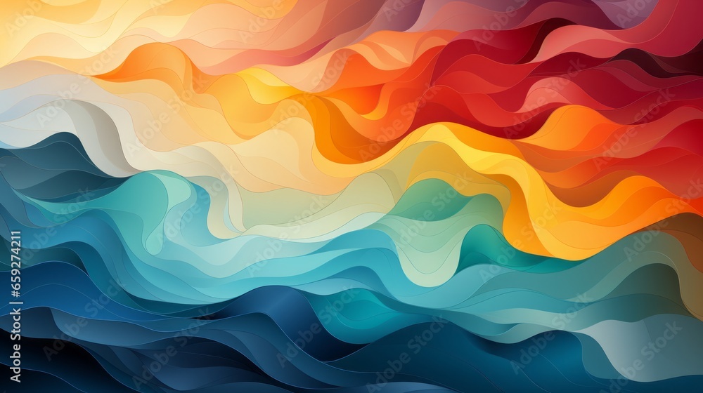 Captivating Sea Patterns: A Vibrant Vector Design for Stylized Oceanic Art, generative AI
