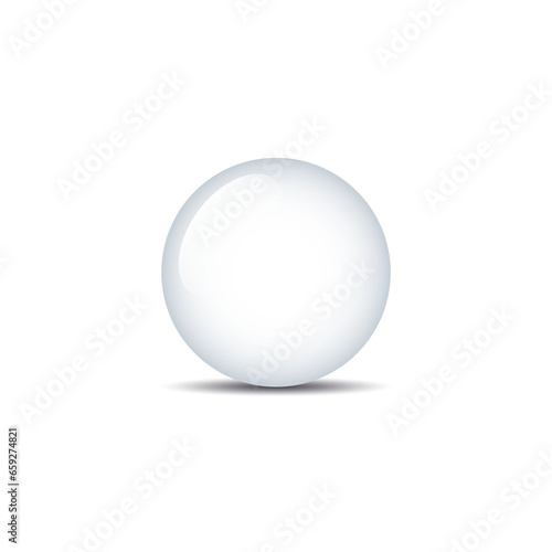 Simple and clean beautiful vector sphere with white surface on white background and smooth shadow — ball, globe, button, bubble, pearl