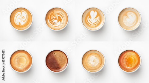 Amazing Coffee Cup Top View Set Isolated
