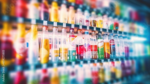 Colorful Soft Drinks in Supermarket