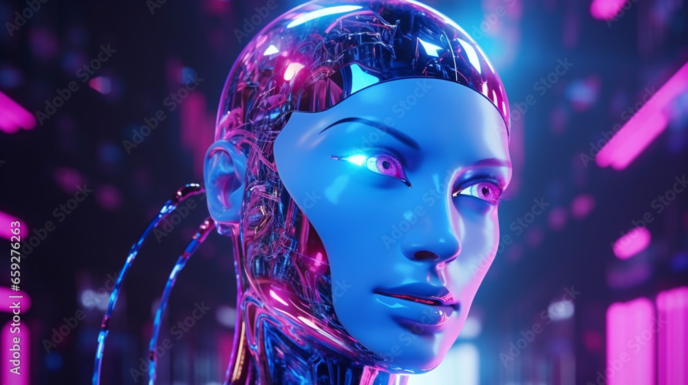 Amazing Robot or Artificial Human made of Iridescent Plastic Amazing Robot or Artificial Human made of Iridescent Plastic