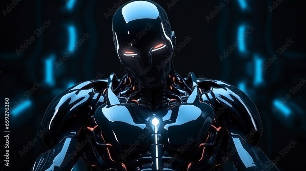 Amazing Robot or Artificial Human made of Black Plastic Amazing Robot or Artificial Human made of Black Plastic