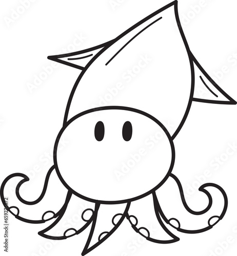 squid hand drawn outline