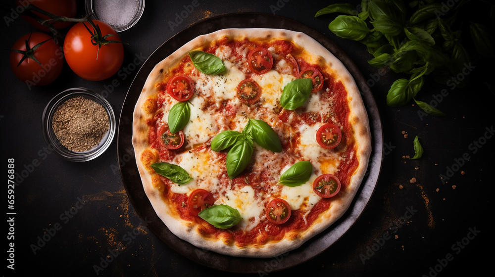 Beautiful Ingredients for Traditional Italian Pizza Margherita
