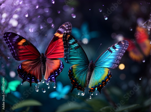 Butterfly, Beautiful Rainbow colour Butterfly, Nature's beauty: a symphony of life's vibrant colors, Ai Generated Image